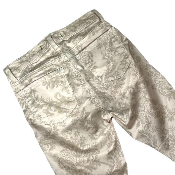 J Brand Capri Romantic Skinny Pants Cream Tan Damask Printed Stretch Women's 25 - Picture 11 of 11